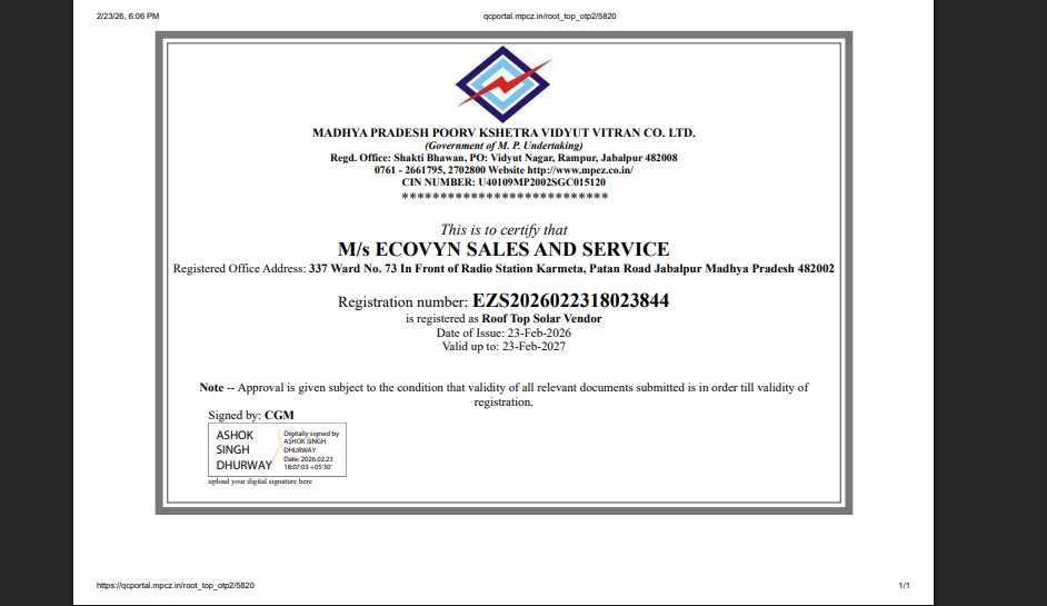 Authorized Dealer Certificate