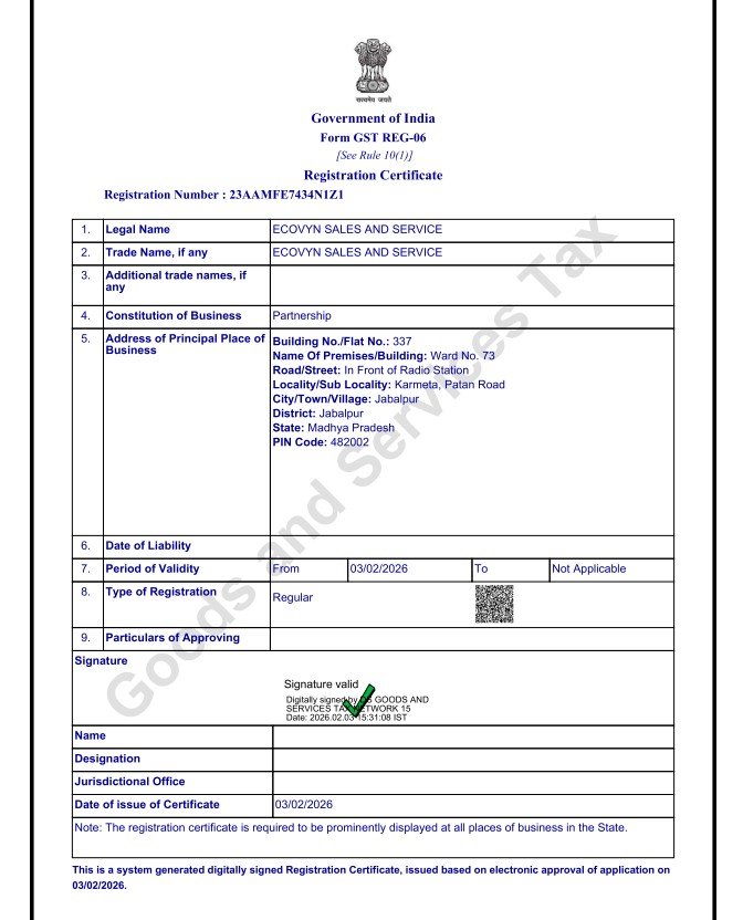 GST Registration Certificate